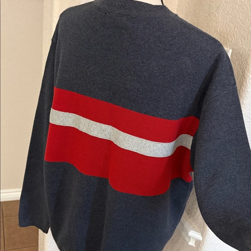 Vintage 90’s Structure blue & red striped V-neck sweater Size M